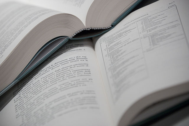 Italian legal hardback books open